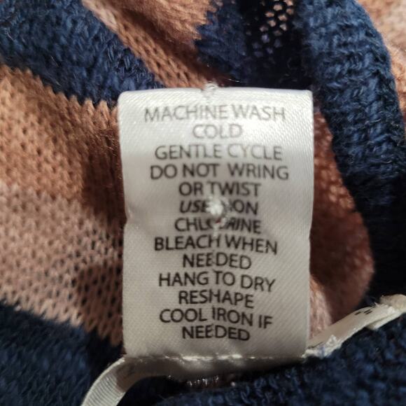 Say What Striped Fringe Boho Knit Cardigan Large Indie Duster Cozy Layer Shabby - Picture 8 of 9